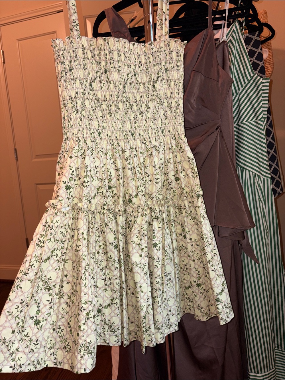Hill House Mini Nap Dress. Yellow Basketweave vine.